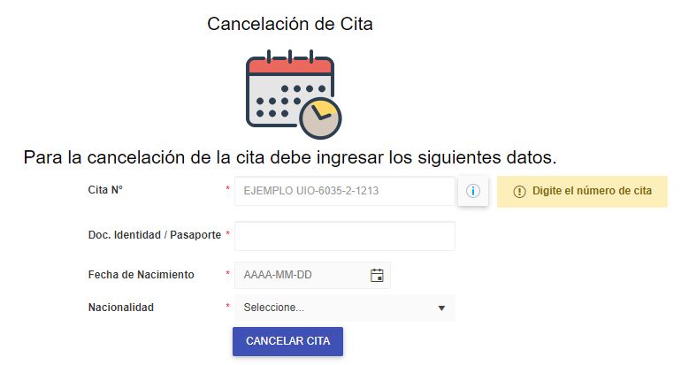 rebocar una cita consular ecuador